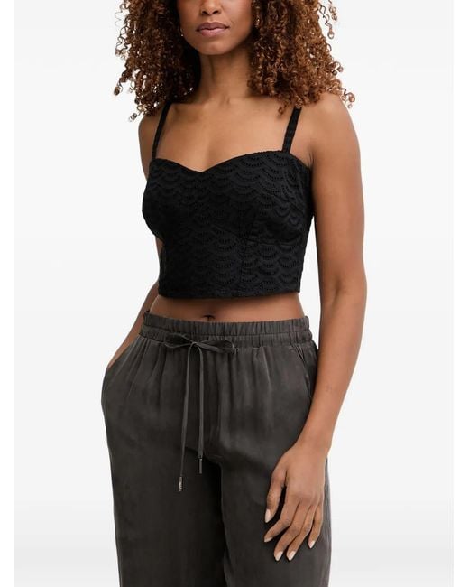 Guess Black Broderie-Anglaise Cropped Top