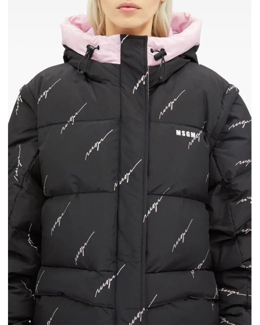 MSGM Black Quilted Puffer Jacket