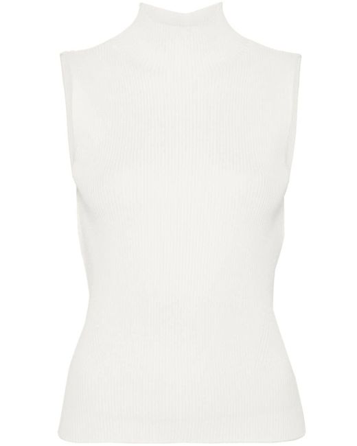 CFCL White Portrait Ribbed Sleeveless Top
