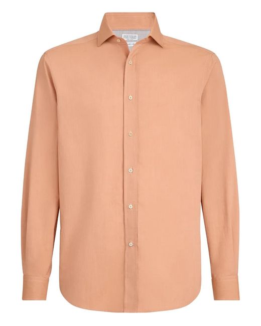Brunello Cucinelli Pink Poplin Shirt for men