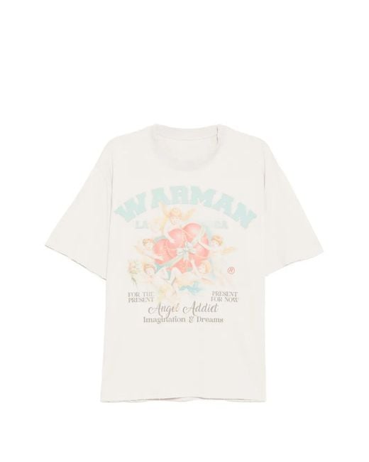 WARMAN White Printed T-Shirt for men