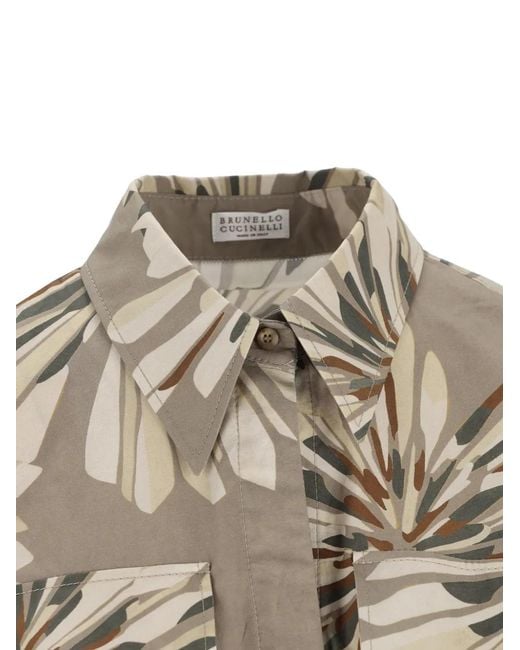 Brunello Cucinelli Natural Printed Cotton Dress