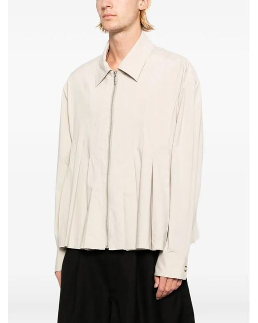 Feng Chen Wang White Veste Plissée À Fermeture Zippée for men