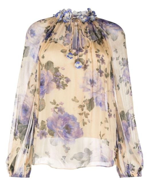 Blusa Lyrical Billow con estampado floral Zimmermann de color Natural