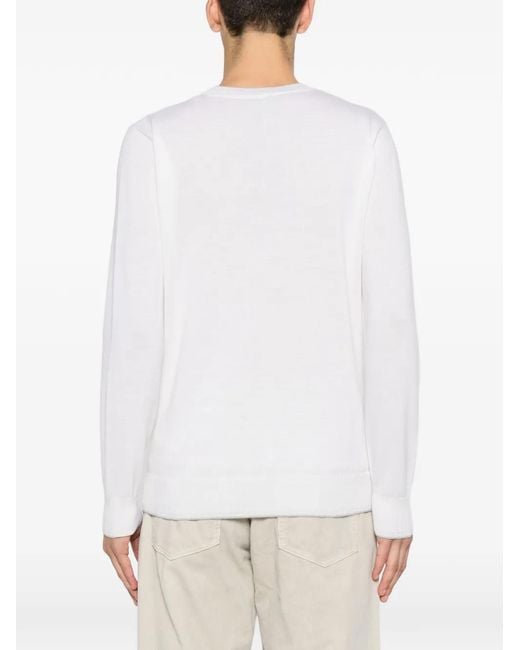 Eleventy White Ribbed-Trim Sweater for men
