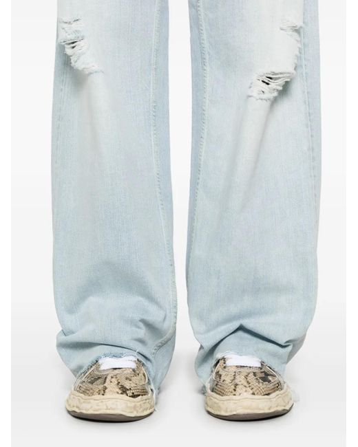 Golden Goose Deluxe Brand Light Distressed Jeans With Frayed Hem And Cl in Blue für Herren