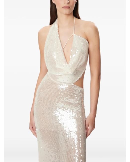 Amazuìn White Iselin Asymmetric Draped Maxi Dress