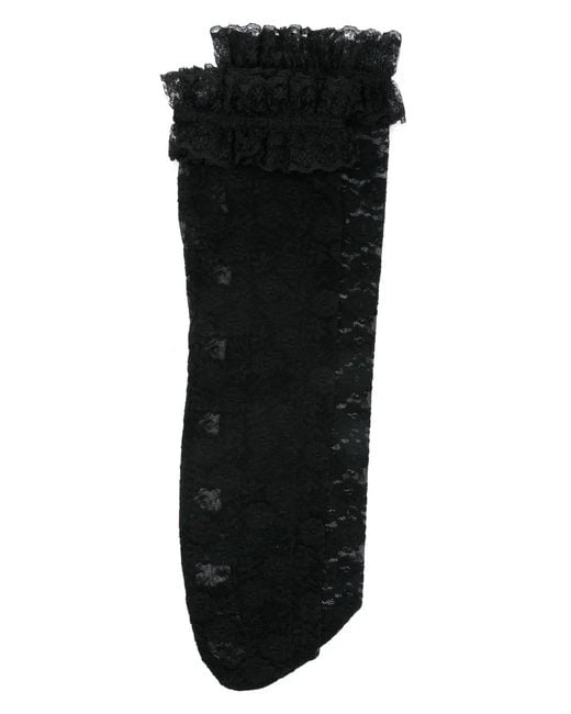 Self-Portrait Black Floral-Lace Socks