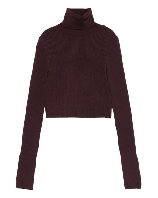Elisabetta Franchi Purple Ribbed Crop Top