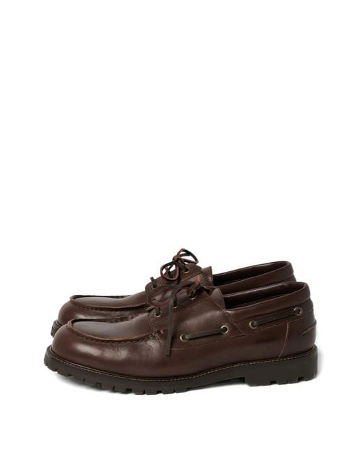 Studio Nicholson Brown Chaussures Bateau Guston En Cuir À Bords Francs for men
