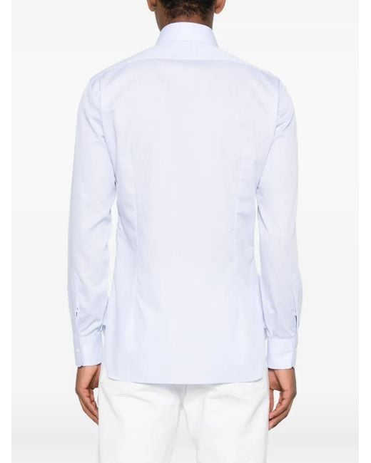 Barba Napoli White Button-Fastening Cotton Shirt for men