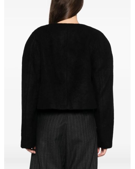 Low Classic Black Exaggerated-Shoulder Jacket
