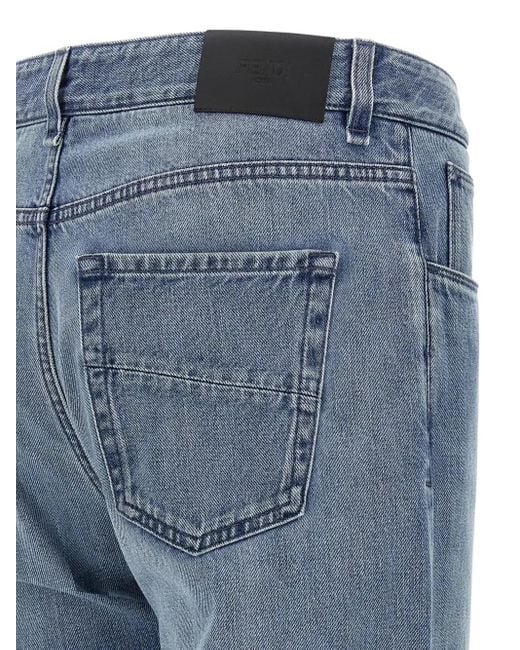 Fendi Blue Faded-Effect Five-Pocket Jeans for men