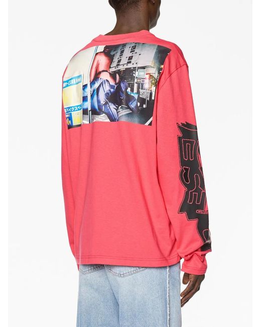DIESEL Pink T-Crane-L2 Long-Sleeve T-Shirt for men