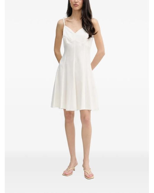 GAUDI White V-Neck Flared Mini Dress