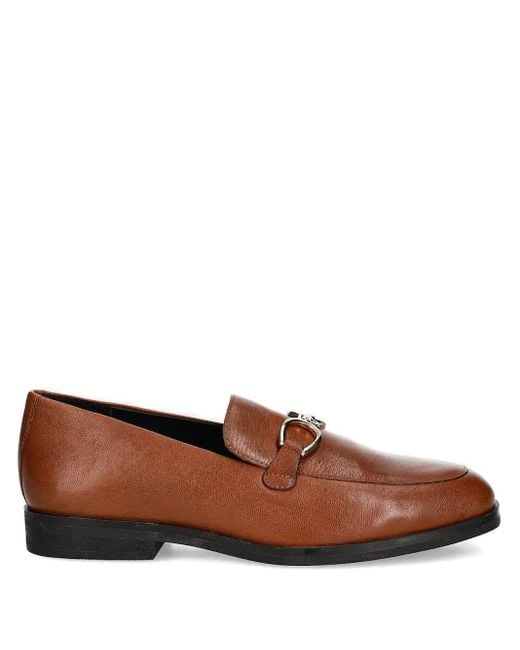 Geox Brown Chain-Detail Loafers