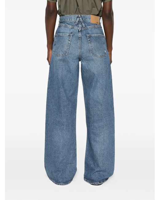 CYCLE Blue Faded-Effect Wide-Leg Jeans