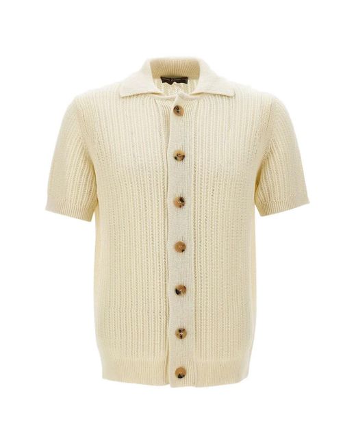 FILIPPO DE LAURENTIIS White Textured Knit Shirt for men