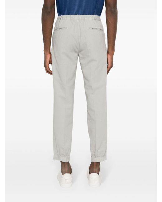 Incotex Gray Pressed-crease Tapered Trousers for men