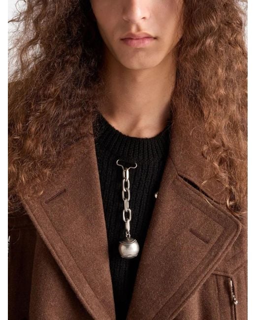 Prada Black Pendant Wool Crew-neck Sweater for men