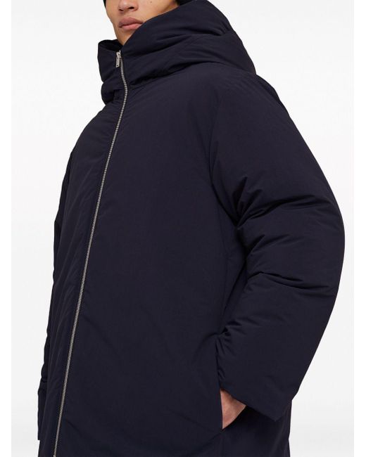 Jil Sander Blue Mid-length Hooded Down Jacket for men