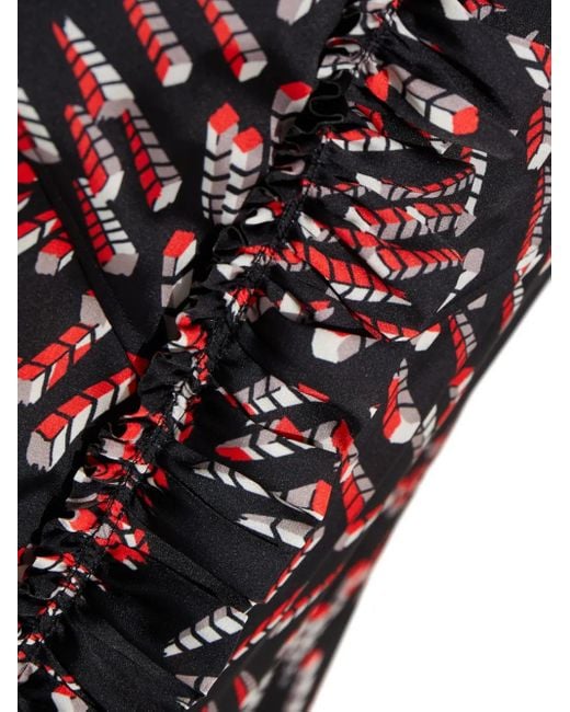 Rabanne Black Ruffled Patterned Blouse