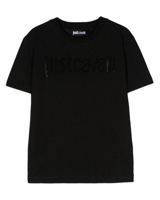 T-shirt con strass di Just Cavalli in Black