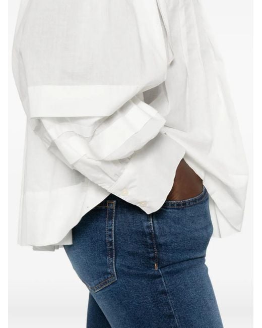 Marc O' Polo White Pleated Button-Up Blouse