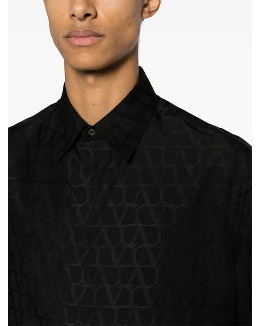 Valentino Garavani Black Toile Iconographe-Print Poplin Shirt for men