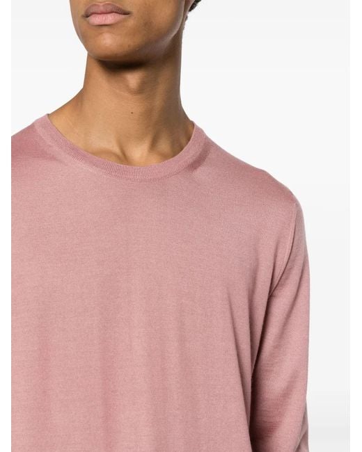 Fedeli Pink Crew-Neck Jersey-Knit Jumper for men
