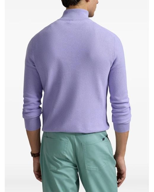 Polo Ralph Lauren Purple Quarter-Zip Embroidered-Logo Sweater for men