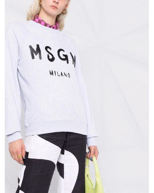 MSGM Sweater Met Logoprint in het White
