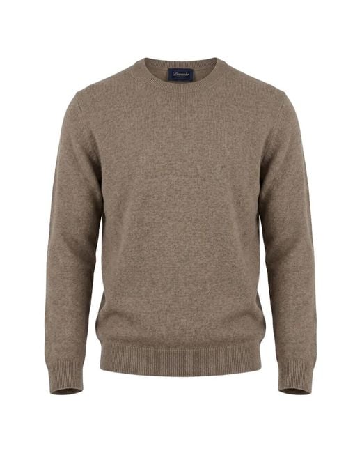 Drumohr Gray Crew-Neck Wool Sweater for men