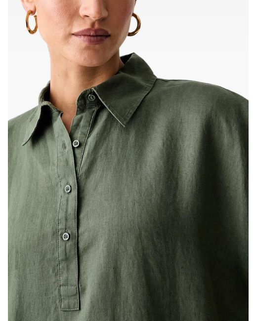 Benetton Green Short-Sleeved Midi Shirt Dress