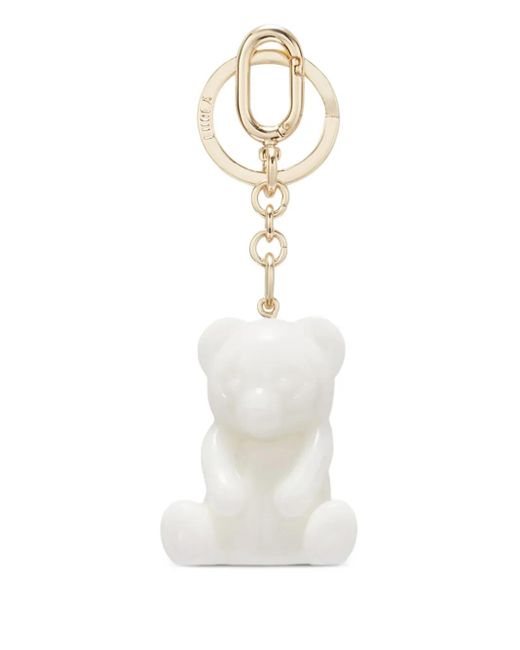 Furla White Bear-Shaped Keyring