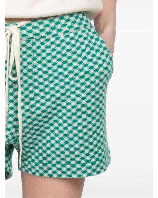 God's True Cashmere Green Geometric-Print Shorts