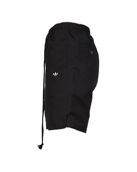 Song For The Mute Black Logo-Embroidered Side-Stripe Shorts for men