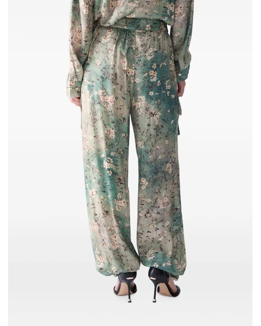 Liu Jo Green Printed Satin Trousers