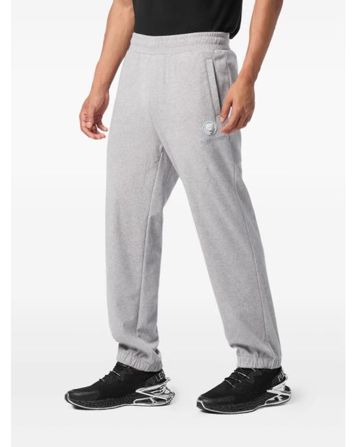 Philipp Plein Gray Logo-Patch Elasticated-Cuff Joggers for men
