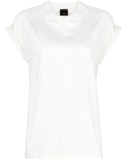 Pinko White Embroidered Logo T-Shirt