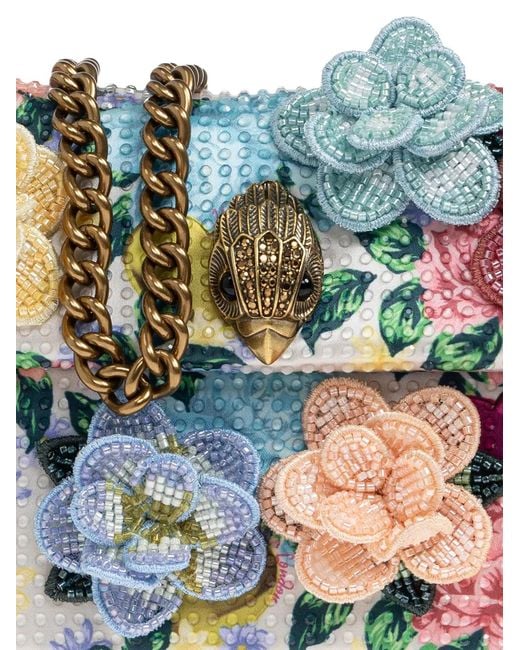 Kurt Geiger White Mini Kensington Flower-Embellished Shoulder Bag