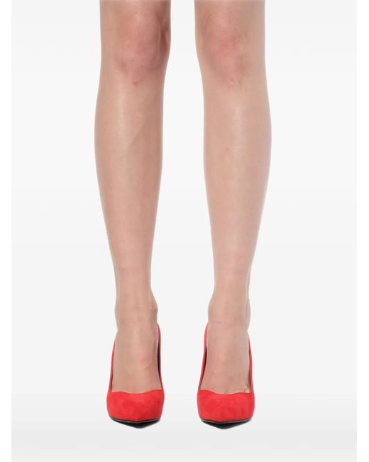 McQueen White Pointed-Toe Suede Pumps