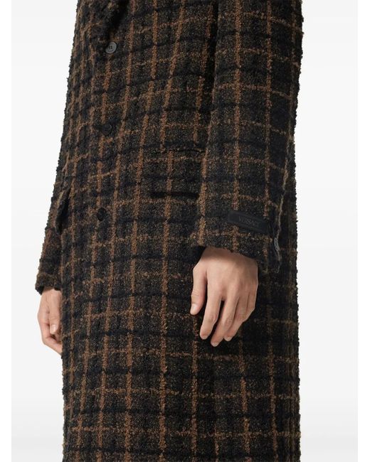 Versace Black Checked Midi Coat for men