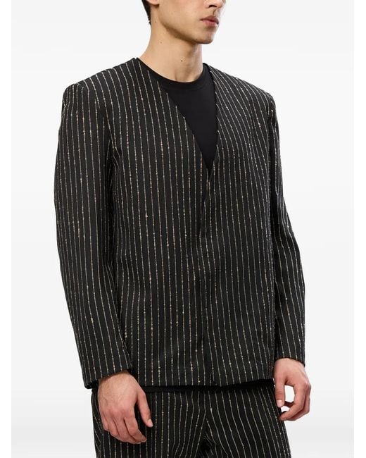 Hamza Black 247 Striped Blazer for men