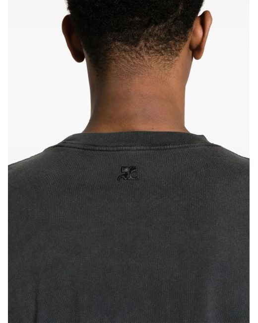 Courreges T-Shirt Met Ronde Hals in het Black voor heren