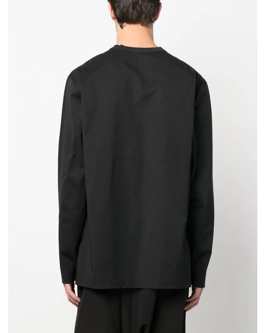Y-3 Blue Tonal-Logo Long-Sleeve T-Shirt for men