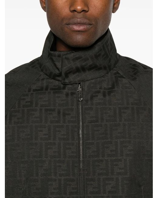 Fendi Black Ff-Jacquard Bomber Jacket for men
