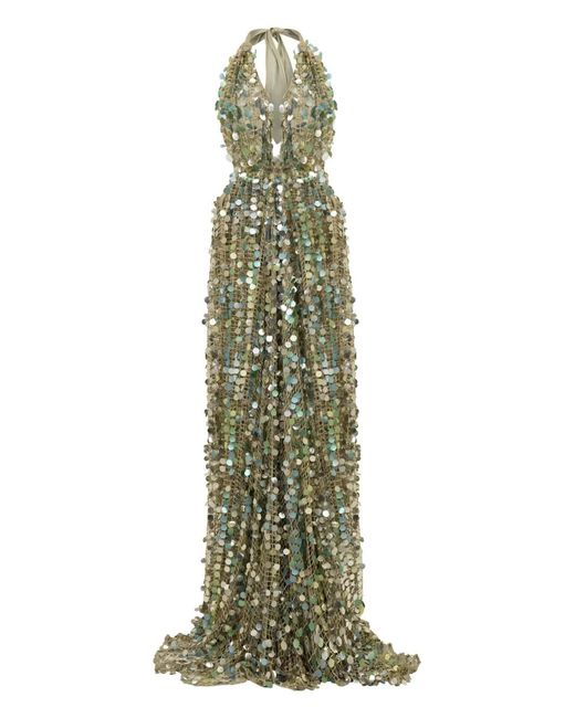 SANA OSMANI Green Divina Sequin Maxi Dress