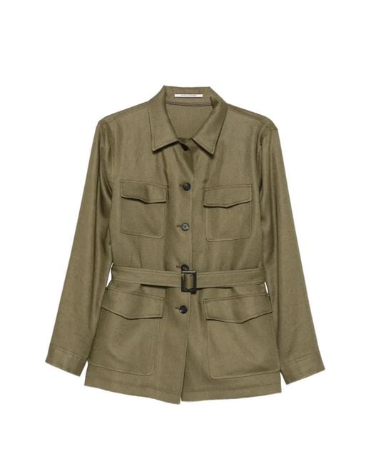 Tagliatore Green Belted Jacket
