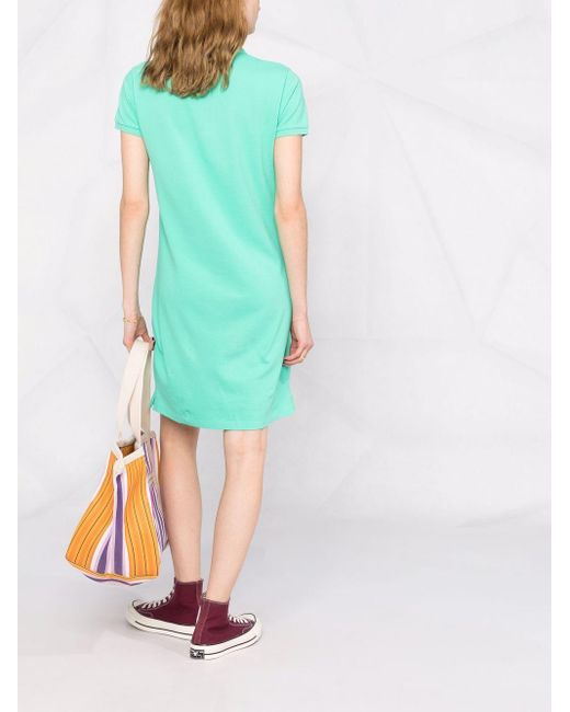 Polo Ralph Lauren コットン ロゴ ポロワンピース カラー グリーン Lyst